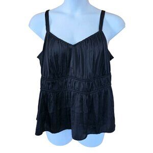 Black Sleeveless Peplum 2X Babydoll tank Top Y2K look boho cottagecore layering